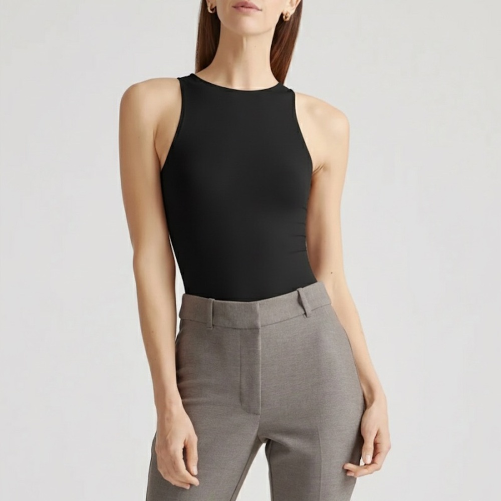 NWOT Quince Second Skin High neck Black Bodysuit Sz S and M - Picture 2 of 4